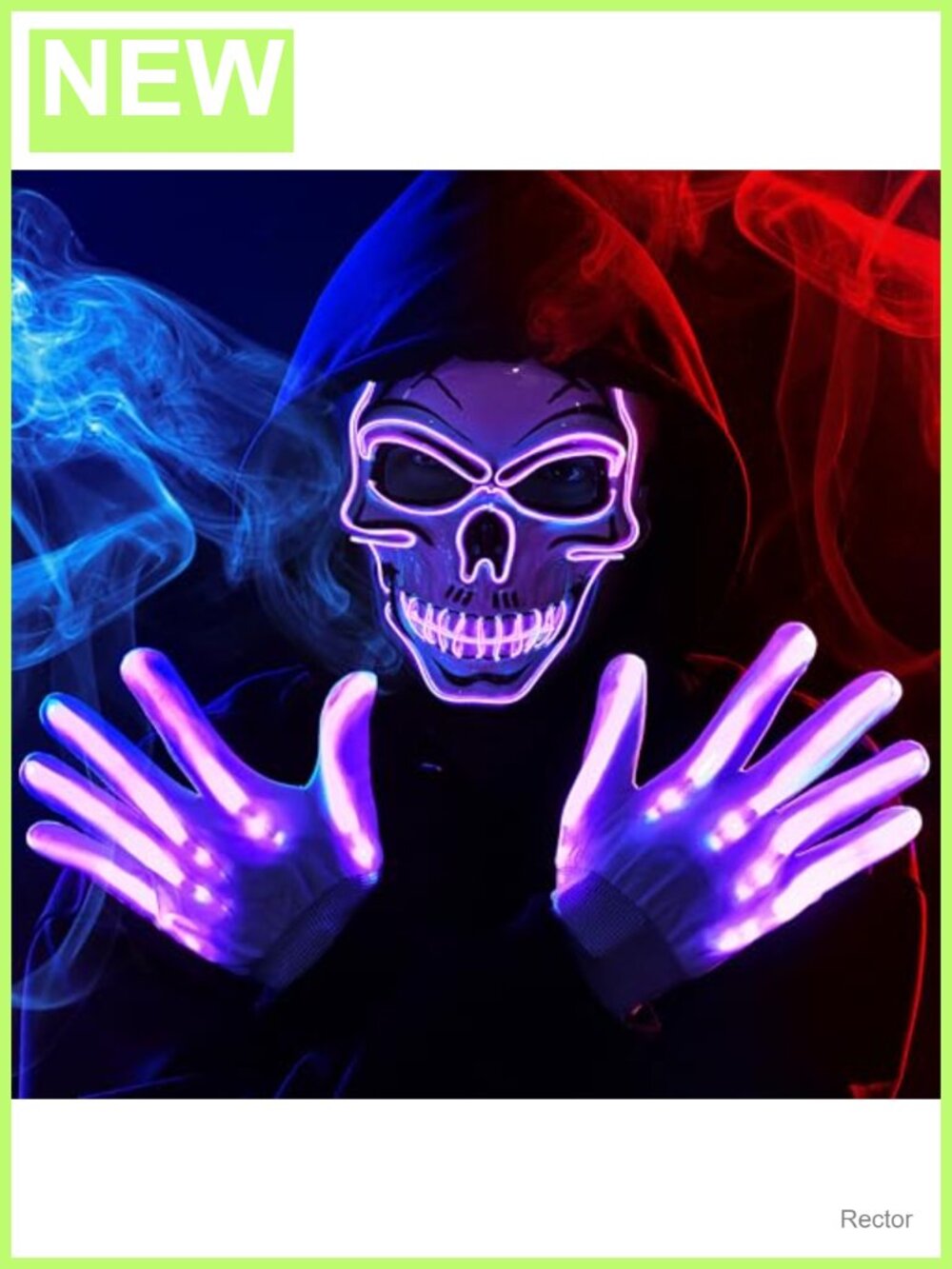 LED Skull Mask Light Up Gloves Skeleton Glow in Dark